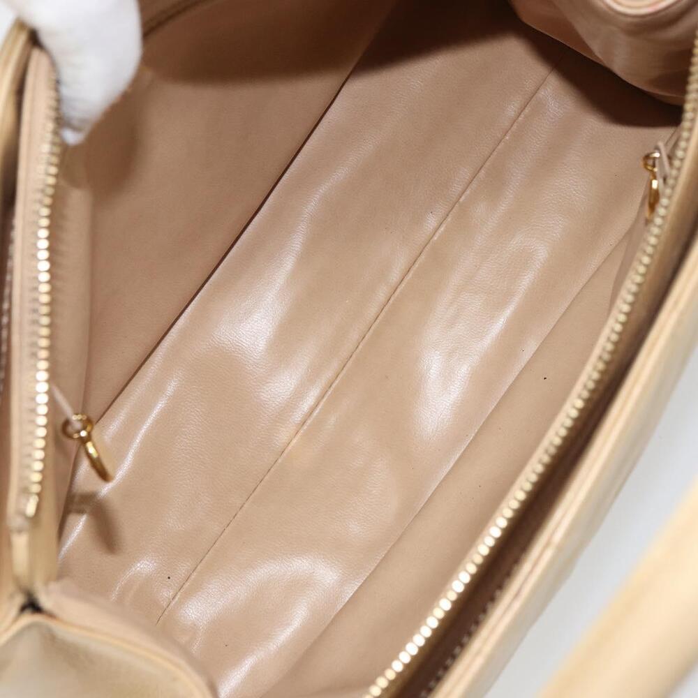 CHANEL V Stitch Hand Bag Leather Beige Gold CC Auth BA9348 - Picture 12 of 16